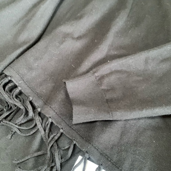 Joseph A. Open Front Black Fringe Hem Cardigan Sweater Hi Lo Style Size Large - Picture 6 of 10